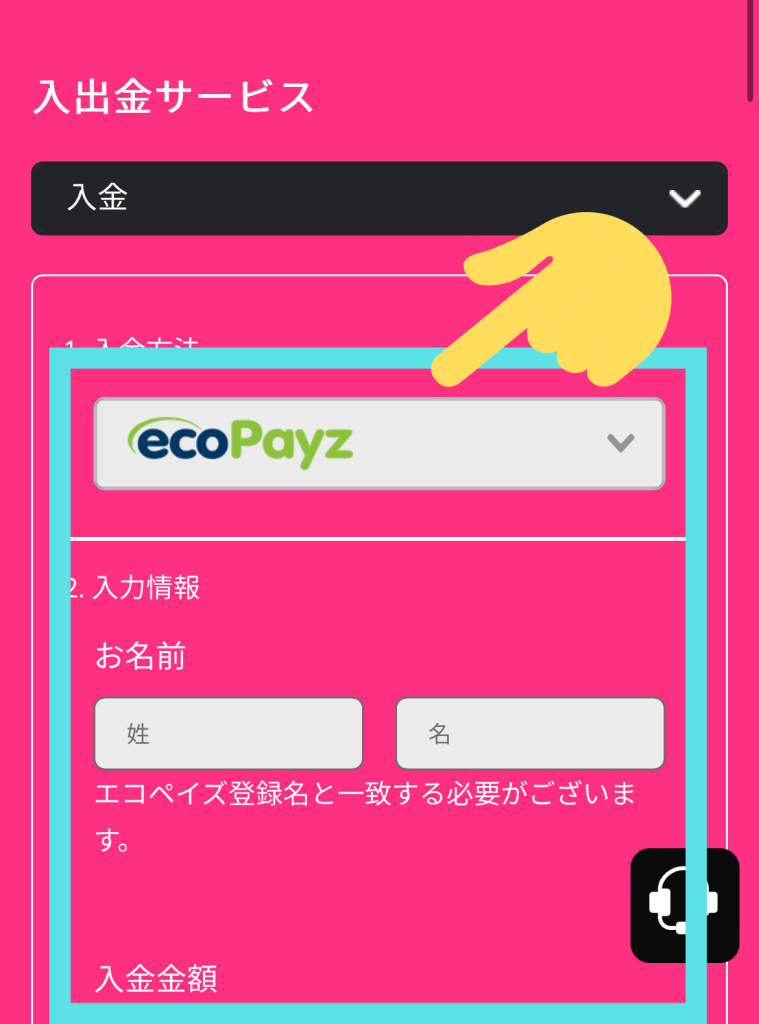 ミラクルカジノの入金方法